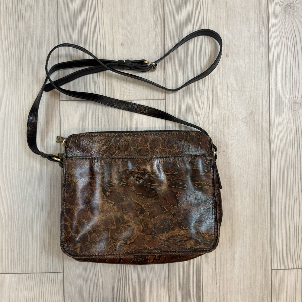 Patricia Nash Nazaire Brown Leather Crossbody Bag Animal Print